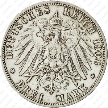 3 марки 1908, A, Пруссия [Германия] - Реверс