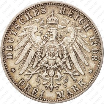 3 марки 1908, D, Бавария [Германия] - Реверс