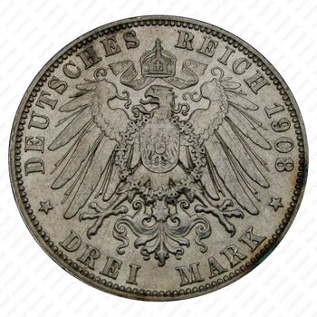 3 марки 1908, E, Саксония [Германия] - Реверс