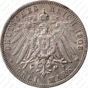 3 марки 1908, J, Гамбург [Германия] - Реверс