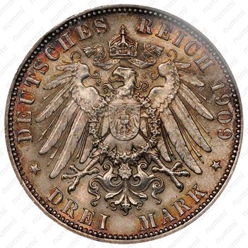 3 марки 1909, E, Саксония [Германия] - Реверс
