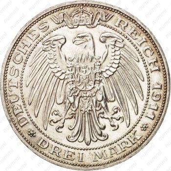 3 марки 1911, A, университет [Германия] - Реверс