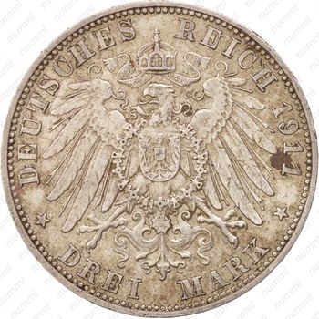3 марки 1911, D, Бавария [Германия] - Реверс