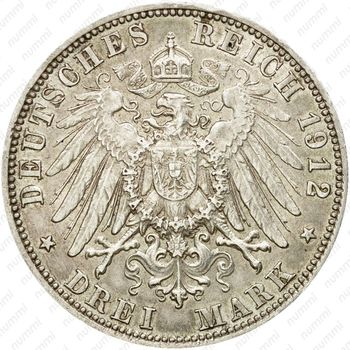 3 марки 1912, D, Бавария [Германия] - Реверс
