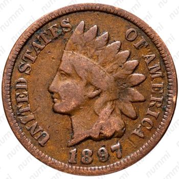 1 цент 1897, Indian Head Cent [США] - Аверс