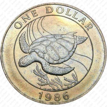 1 доллар 1986, 25 лет Всемирному фонду дикой природы [Бермудские Острова] - Реверс