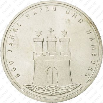 10 марок 1989, Гамбургский порт [Германия] - Реверс