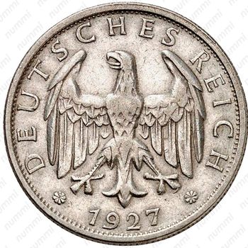 2 рейхсмарки 1927, D, знак монетного двора "D" — Мюнхен [Германия] - Аверс