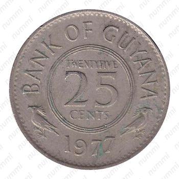 25 центов 1977, герб [Гайана] - Реверс