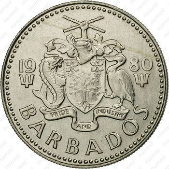 25 центов 1980, без обозначения монетного двора [Барбадос] - Аверс