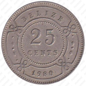 25 центов 1980, Бюст Королевы Елизаветы II [Белиз] - Реверс