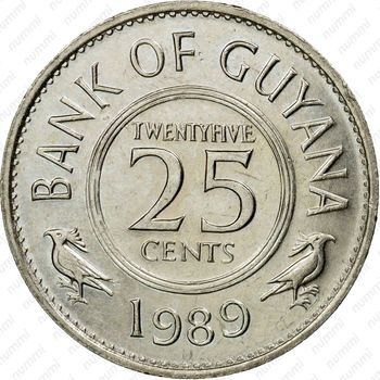 25 центов 1989 [Гайана] - Реверс