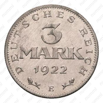 3 марки 1923, E, 3-я годовщина Веймарской конституции [Германия] - Реверс