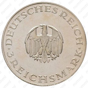3 рейхсмарки 1929, D, Лессинг [Германия] - Аверс