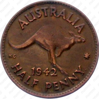 1/2 пенни 1942, точка после "PENNY" [Австралия] - Реверс