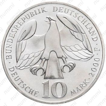 10 марок 2000, F, Себастьян Бах [Германия] - Аверс
