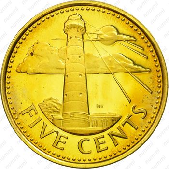 5 центов 1973, Без отметки монетного двора [Барбадос] - Реверс