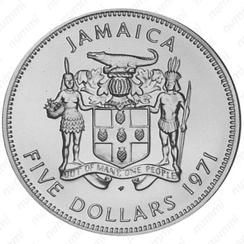 5 долларов 1971, Первый министр Ямайки - Норман Мэнли [Ямайка] Proof - Аверс