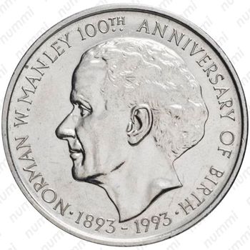 5 долларов 1993, 100 лет со дня рождения Нормана Вашингтона Мэнли [Ямайка] - Реверс