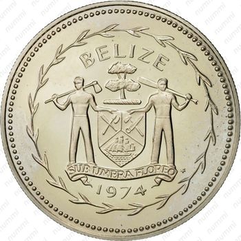50 центов 1974, Птица. Отметка монетного двора "FM" [Белиз] - Аверс
