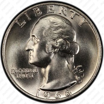 25 центов 1968 - Аверс