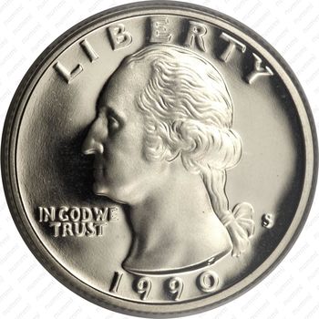 25 центов 1990 - Аверс
