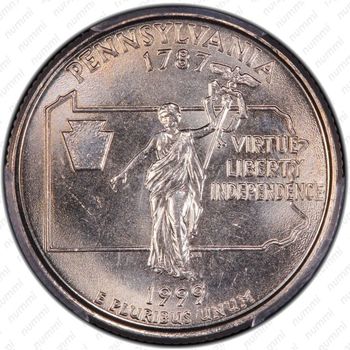 25 центов 1999, Пенсильвания - Реверс