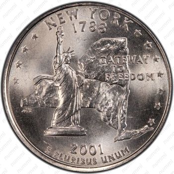 25 центов 2001, Нью-Йорк - Реверс