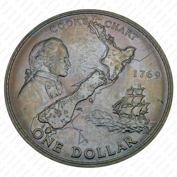 1 доллар 1969, 200 лет путешествию Капитана Кука [Австралия] - Реверс