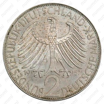 2 марки 1957, J, Макс Планк [Германия] - Аверс
