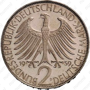 2 марки 1959, D, Макс Планк [Германия] - Аверс