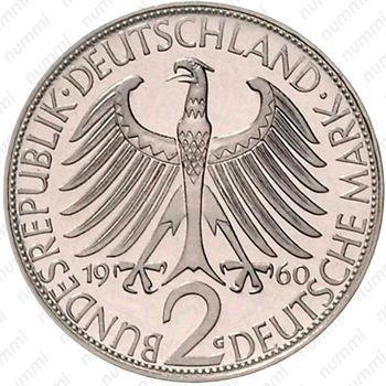 2 марки 1960, G, Макс Планк [Германия] - Аверс