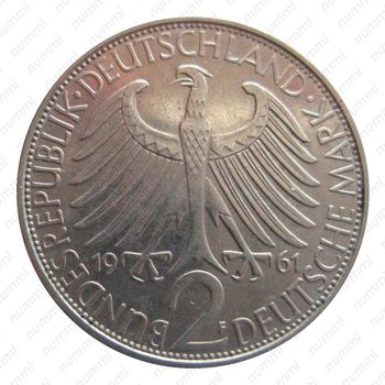 2 марки 1961, F, Макс Планк [Германия] - Аверс