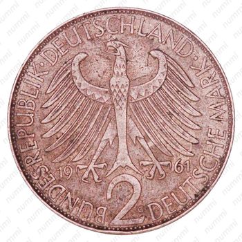 2 марки 1961, G, Макс Планк [Германия] - Аверс