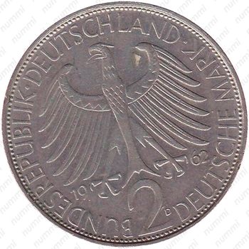 2 марки 1962, D, Макс Планк [Германия] - Аверс
