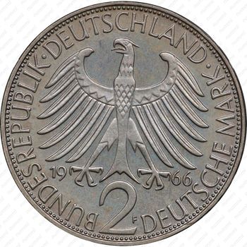 2 марки 1966, F, Макс Планк [Германия] - Аверс