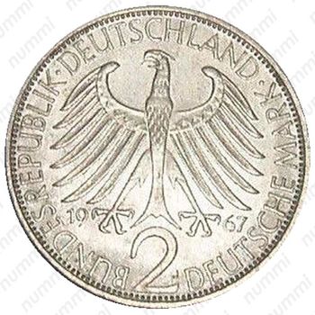 2 марки 1967, J, Макс Планк [Германия] - Аверс
