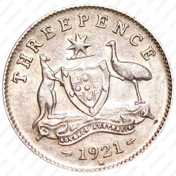 3 пенса 1921, M, знак монетного двора: "M" - Мельбурн, Австралия [Австралия] - Реверс