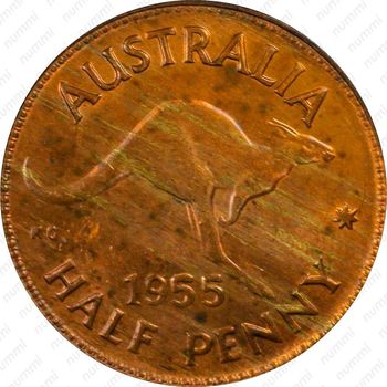 1 пенни 1955, без точки после "PENNY" - Монетный двор Мельбурна [Австралия] - Реверс
