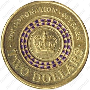 2 доллара 2013, 60 лет коронации Королевы Елизаветы II [Австралия] - Реверс