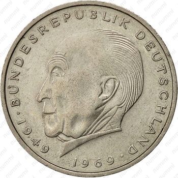 2 марки 1969, D, Конрад Аденауэр, 20 лет Федеративной Республике (1949-1969) [Германия] - Реверс