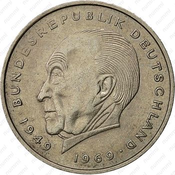 2 марки 1969, G, Конрад Аденауэр, 20 лет Федеративной Республике (1949-1969) [Германия] - Реверс