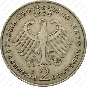 2 марки 1969, J, Конрад Аденауэр, 20 лет Федеративной Республике (1949-1969) [Германия] - Аверс