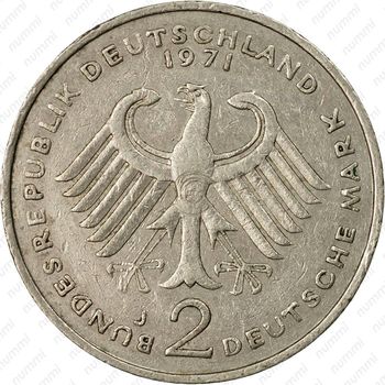 2 марки 1971, J, Аденауэр [Германия] - Аверс