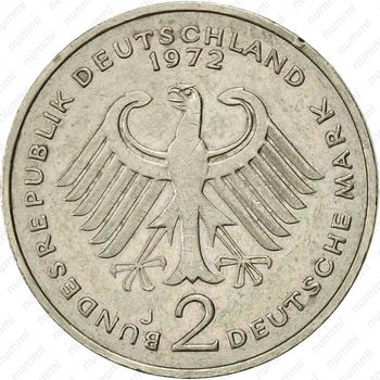 2 марки 1972, J, Конрад Аденауэр, 20 лет Федеративной Республике (1949-1969) [Германия] - Аверс