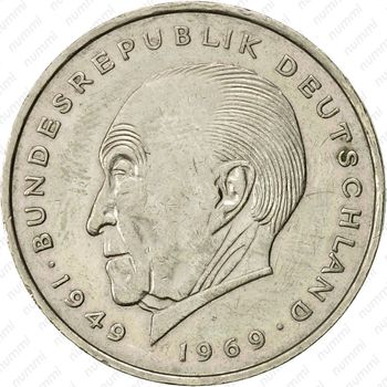 2 марки 1972, J, Конрад Аденауэр, 20 лет Федеративной Республике (1949-1969) [Германия] - Реверс