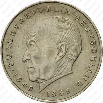 2 марки 1973, F, Конрад Аденауэр, 20 лет Федеративной Республике (1949-1969) [Германия] - Реверс