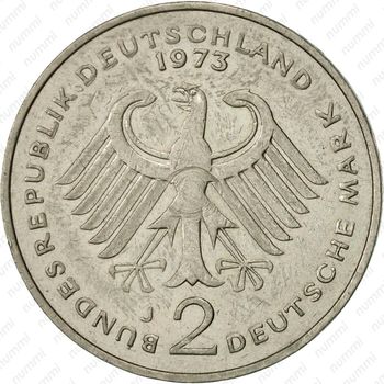 2 марки 1973, J, Аденауэр [Германия] - Аверс