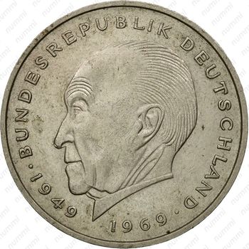 2 марки 1974, G, Конрад Аденауэр, 20 лет Федеративной Республике (1949-1969) [Германия] - Реверс