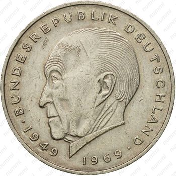 2 марки 1975, F, Конрад Аденауэр, 20 лет Федеративной Республике (1949-1969) [Германия] - Реверс